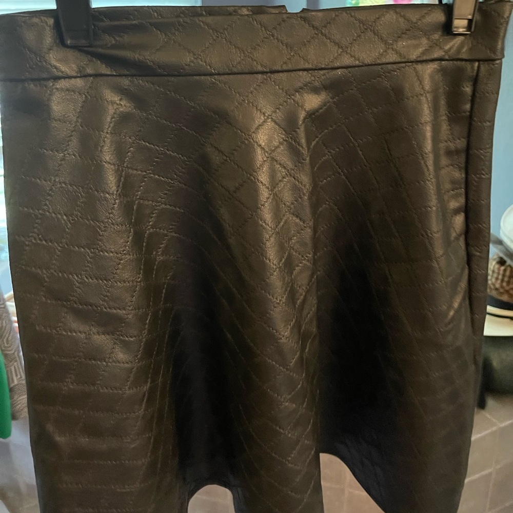 one clothing black pleather skirt with diamond pattern